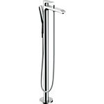 Metris bath mixer set, floor-standing, with handheld rod shower