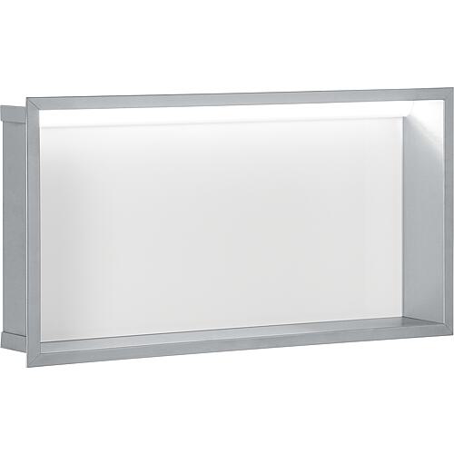 Wandnische mit LED-Beleuchtung BxHxT: 624x324x150 mm weiße Glasrückwand