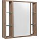 Mirror cabinet Lucky w. open side panels and 1 door, with E-box, Nabucco oak, 740x750x160mm