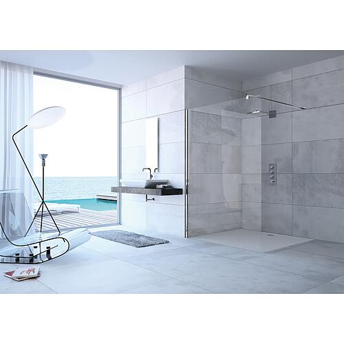 Walk-in glass shower screen Hüppe modular with wall profile set, WxHxD:890-910x2000x6 mm ETC silver matt
