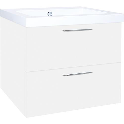 Washbasin base cabinet with washbasin made of cast mineral composite, with 2 front drawers Standard 1