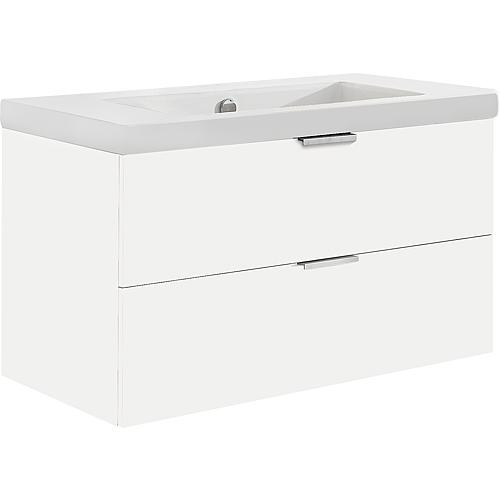 Base cabinet + washbasin in ceramic, EPIL, matt white, 2 drawers, 710x550x510 mm