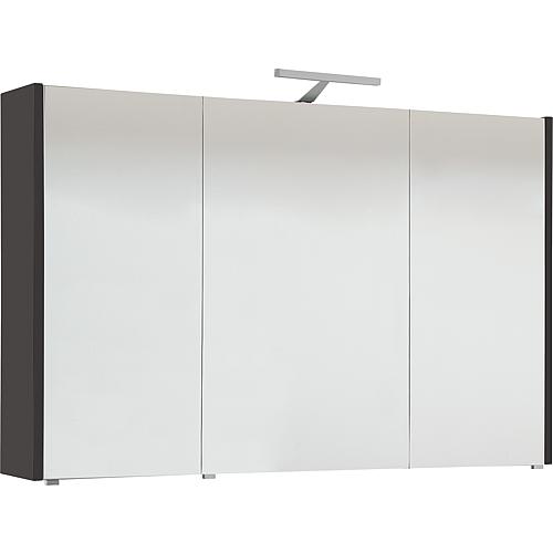 Mirrored cabinet with lighting, high-gloss anthracite, 3 doors, 1050x750x188 mm
