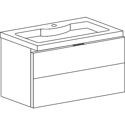 Base cabinet + ceramic washbasin EOLA, natural oak, 2 drawers, 710x580x380