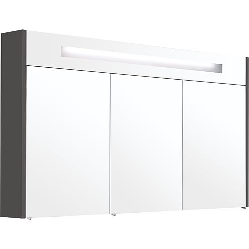 Mirror cabinet w. illum. trim, high-gloss anthracite, 3 doors, 1200x750x188 mm