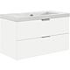 Base cabinet + washbasin in ceramic, EPIL, matt white, 2 drawers, 710x550x510 mm