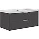 Base cabinet + washbasin in ceramic, series MBF, high-gloss anthracite, 2 drawers, 1060x550x510 mm