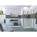Corner shower cubicle Hüppe Classics 2, 2 swing doors and 2 glass fixed sections with 2 stabilising rods