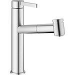 Kitchen sink mixer KWC Bevo E pull-out spout projection 221 mm brushed stainless steel