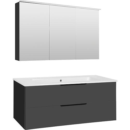 Bathroom furniture set LOSSA anthracite high gloss 2 pull-outs width 1210 mm