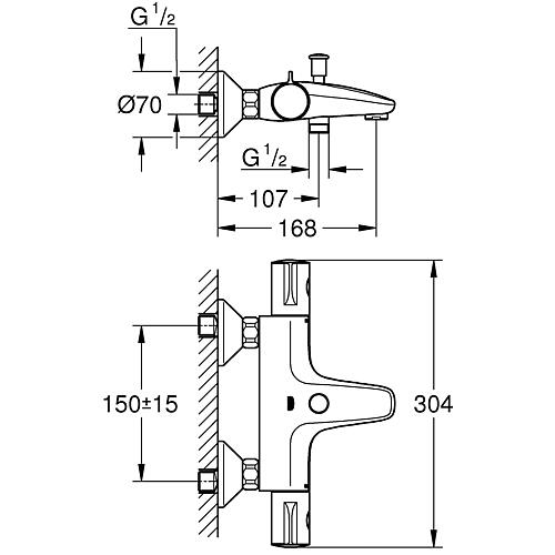 Wannenthermostat Grohtherm 800 Standard