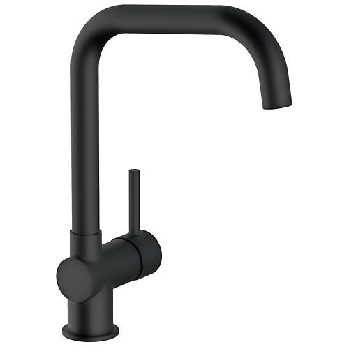 Sink mixer Nevado round with swivel spout, 192 mm projection, matt black