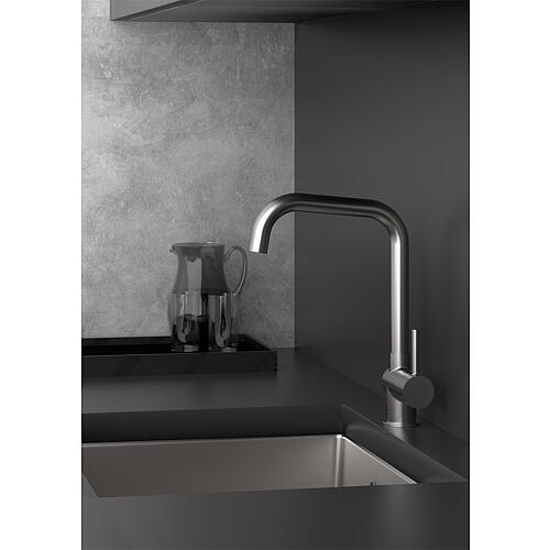 Sink mixer Nevado round with swivel spout, 192 mm projection, brushed nickel