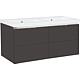 Base cabinet + washbasin EPIC in cast mineral composite, high-gloss anthracite, 4 drawers, 1210x580x510 mm