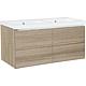 Epic washbasin base cabinet with double washbasin made of cast mineral composite, with 4 front drawers Standard 5