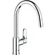 Sink mixer Grohe BauFlow with pull-out spout, side actuation, swivel outlets - GROHE projection 215 mm chrome Standard 1