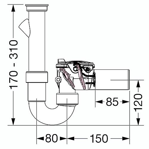 Rückstaudoppelverschluss Staufix Wasch- und Spültisch-Siphon DN 50 Standard 2