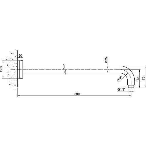 Wand-Anschlussrohr DN15 (1/2") L=500 mm Edelstahl poliert