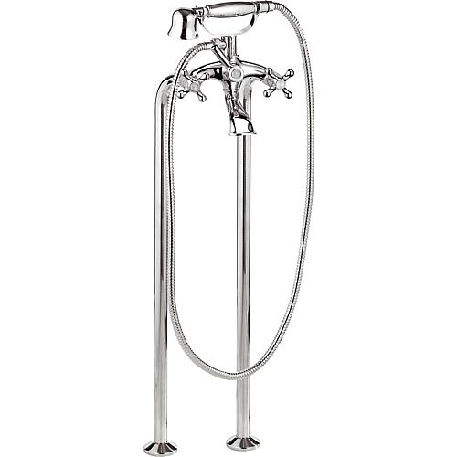 Retro bath mixer set, floor-standing, with handheld shower Standard 1