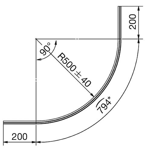 Profilé B avec rebord
pour l‘étanchéité au niveau du receveur, 1/4 de cercle (courbé) Standard 6