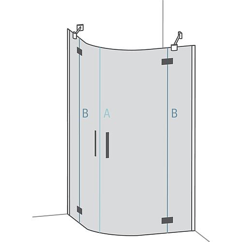 Magnetic profile A for glass-glass I door-door flexible angle (can be used up to 90°) Standard 6