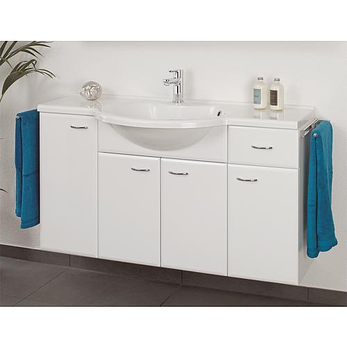Base cabinet + cast mineral washbasin EMUNA, white decor, 4 doors, 1 drawer, 1200x670x330/500