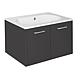 Base cabinet + cast mineral washbasin ENI, high-gloss anthracite, 2 doors, 600x459x500 mm