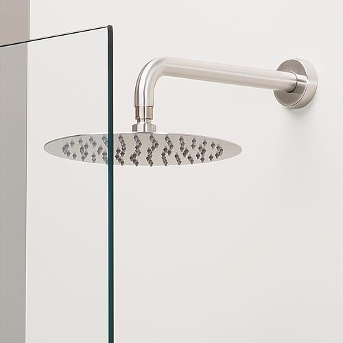 Rumba overhead shower, brushed stainless steel, round