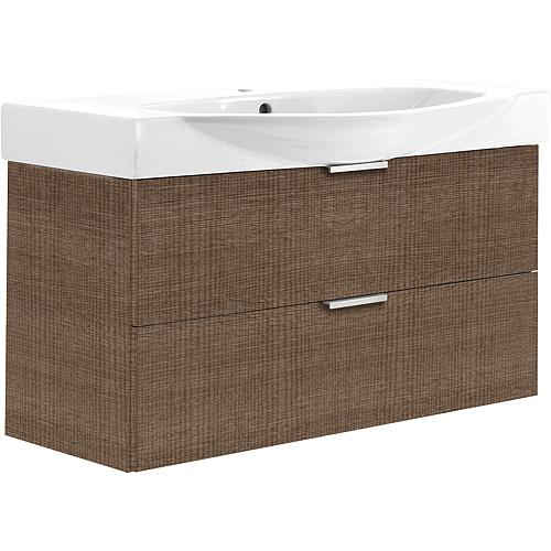 Meuble sous-vasque avec vasque ceramique ESBI 2 tiroirs, tranche brune 970x539x380/490mm