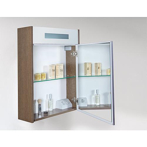 Armoire à miroir avec cache lumineux, tranche brun - 1 porte butee droite, 600x750x188mm
