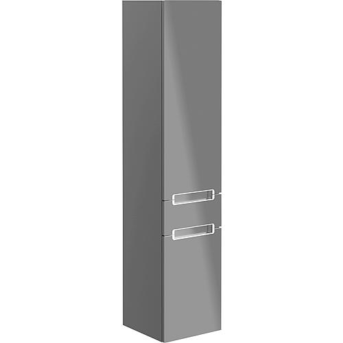 Armoire haute Subway 2.0 2 portes-ouvert à gauche-gris brillant LxlxH = 370x350x1650mm