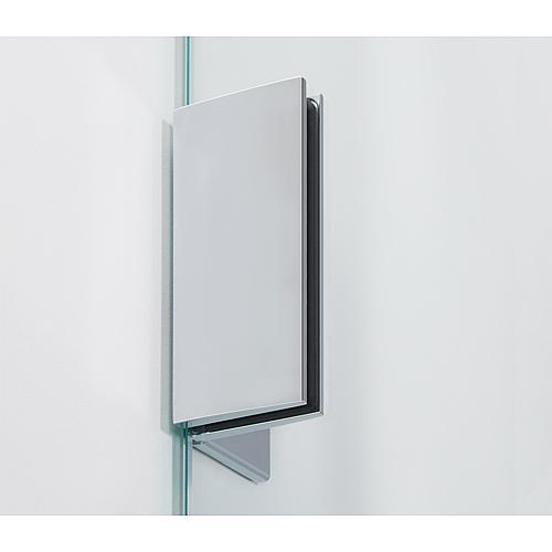 Farfalla corner shower cubicle, 1 hinged door and 1 side panel with stabilising rod