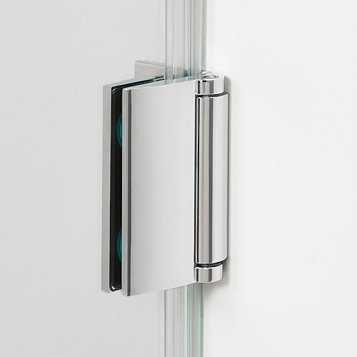 Farfalla corner shower cubicle, 1 hinged door and 1 side panel with stabilising rod