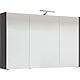 Mirrored cabinet with lighting, high-gloss anthracite, 3 doors, 1050x750x188 mm