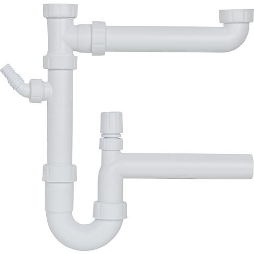 Siphon d'évier double plastique avec aérateur de conduite Standard 1