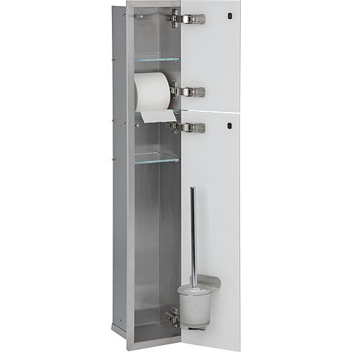 Built-in stainless steel toilet container, enclosed 950, 2 glass doors Anwendung 2