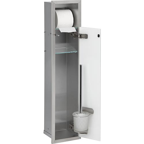 Built-in stainless steel toilet container, enclosed 800, 1 glass door Anwendung 1