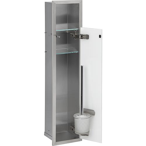 Built-in stainless steel toilet container, enclosed 800, 1 glass door Standard 1