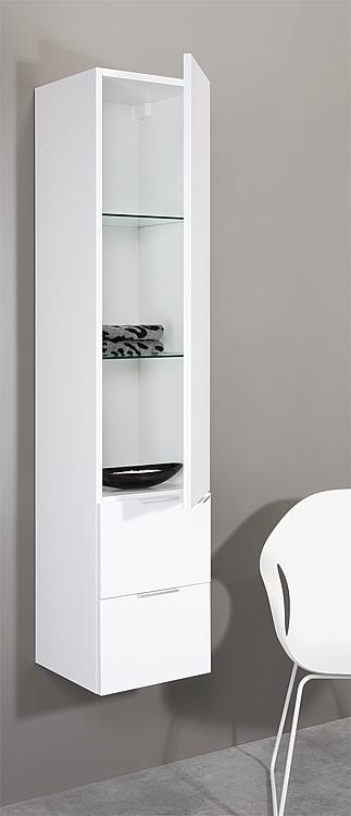 Tall Cabinet Series Mbf 1 Door 2 Drawers High Gloss White Left