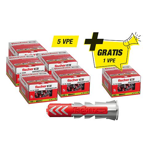 Fischer-Aktions-Set best. aus 5 x 94 119 91 +Gratis 1x 94 119 91 Dübel Duopower