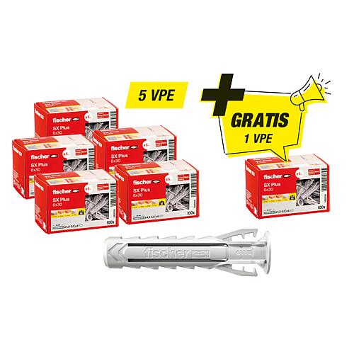 Aktions-Set Dübel 5 x VPE SX Plus 6 x 30 + 1 VPE GRATIS
 Standard 1