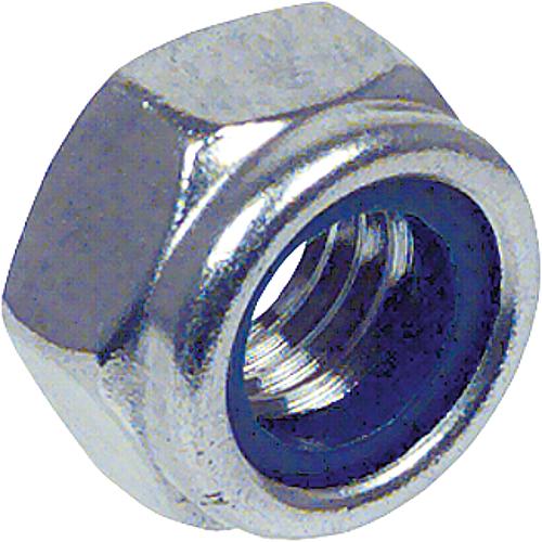 Hexagonal locking nuts with plastic ring, fine thread, low form DIN 985 galvanised