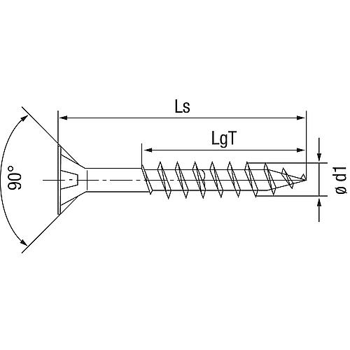 SPAX® universal screw, thread ø d1: 4.5 mm, head ø: 8.8 mm, standard packaging Standard 3