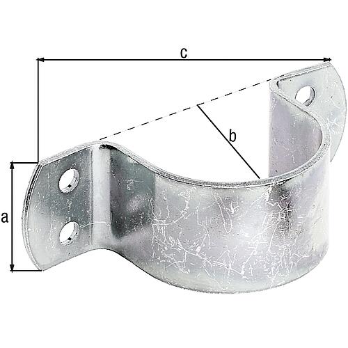 Pipe clamp for Ø 57.0 mm and 2 1/4”, 40 mm wide, galvanised, thick-film passivated