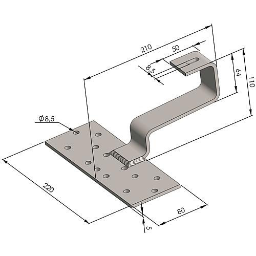 Universal roof hook for beaver tail tile, slate and bitumen Standard 2