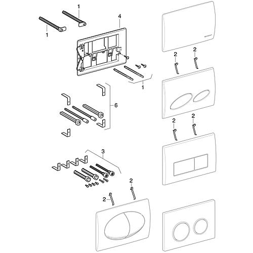 Spare parts for push plate, 2-volume flush (UP120/UP200) from 1998