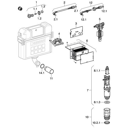 Spare parts for Kappa flush-mounted cistern 15 cm (UP200) from 2006 Standard 1