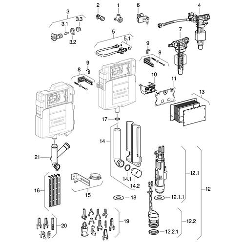 Spare parts for Sigma flush-mounted cistern 12 cm (UP320) from 2008 Standard 1